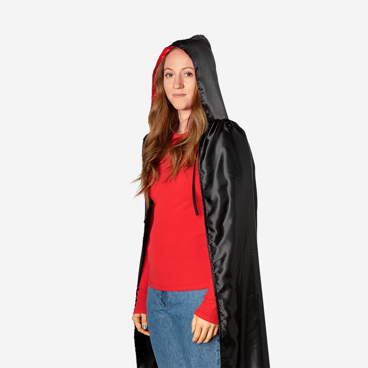 Reversible adult party costume cape by Flying Tiger Copenhagen, shown draped open with vibrant colors and playful design.