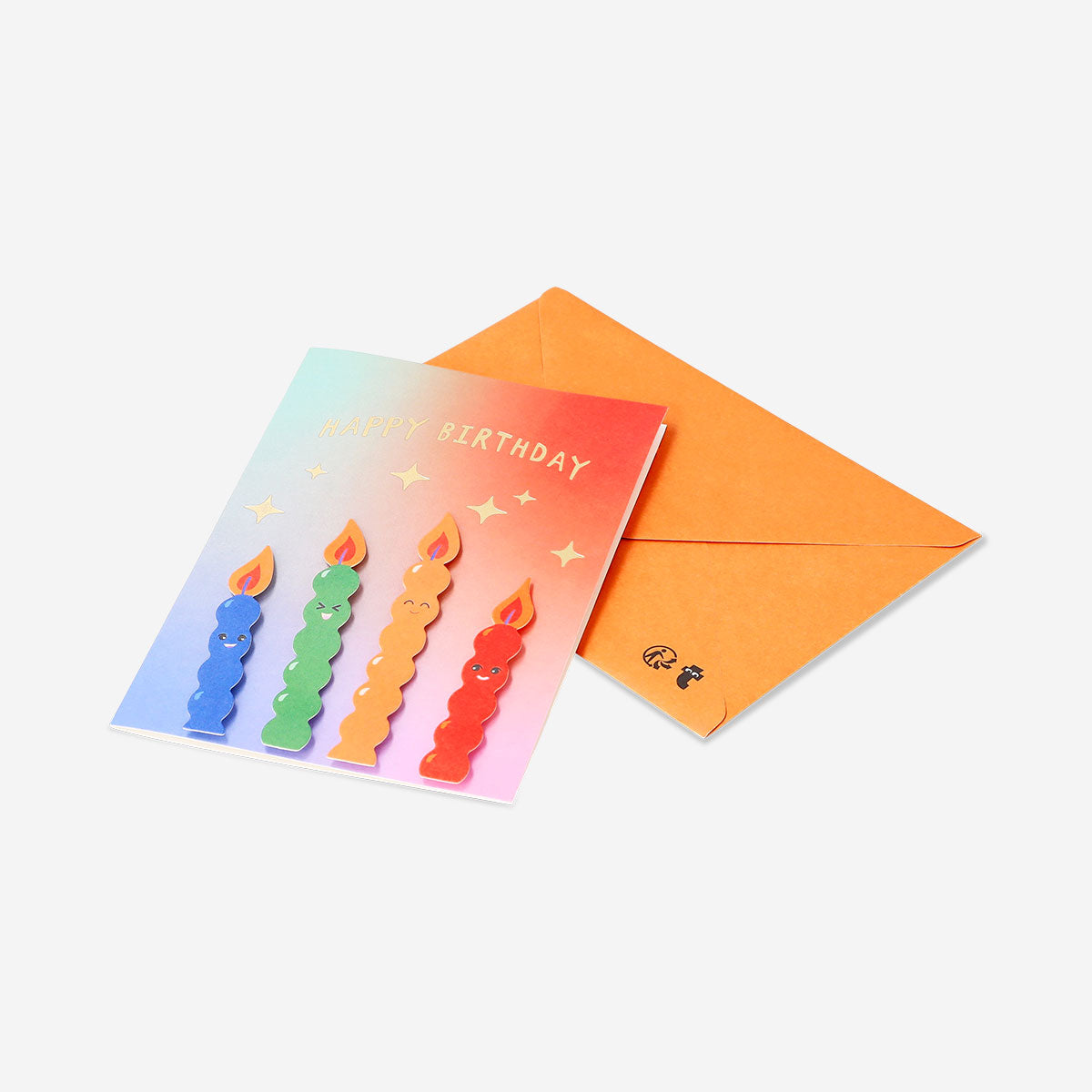 Funny candles birthday card from Flying Tiger Copenhagen featuring humorous candle illustrations on an office-themed greeting card.