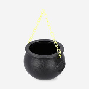 Flying Tiger Copenhagen witch's cauldron trick or treat basket for Halloween party, featuring a spooky black cauldron design.