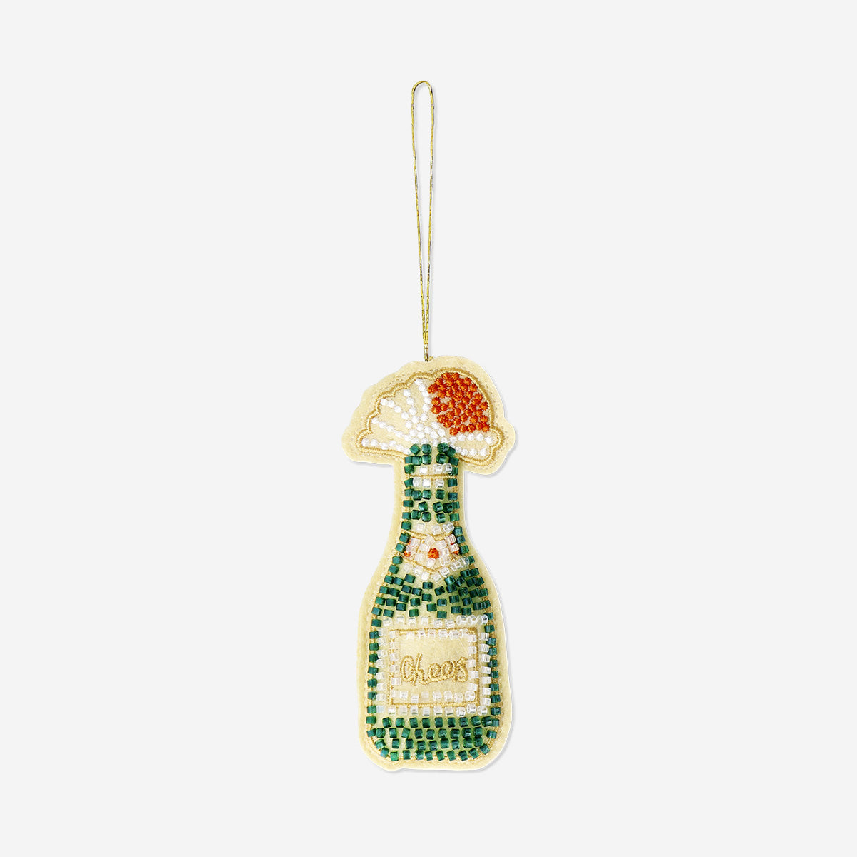 Hanging ornament - Champagne bottle with beads