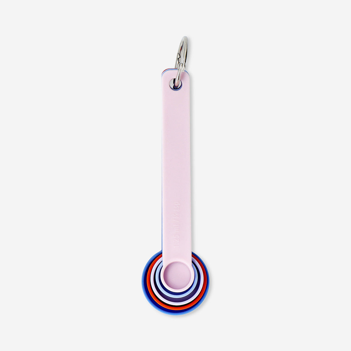 Set of four Flying Tiger Copenhagen designer kitchen measuring spoons for precise cooking and baking measurements.