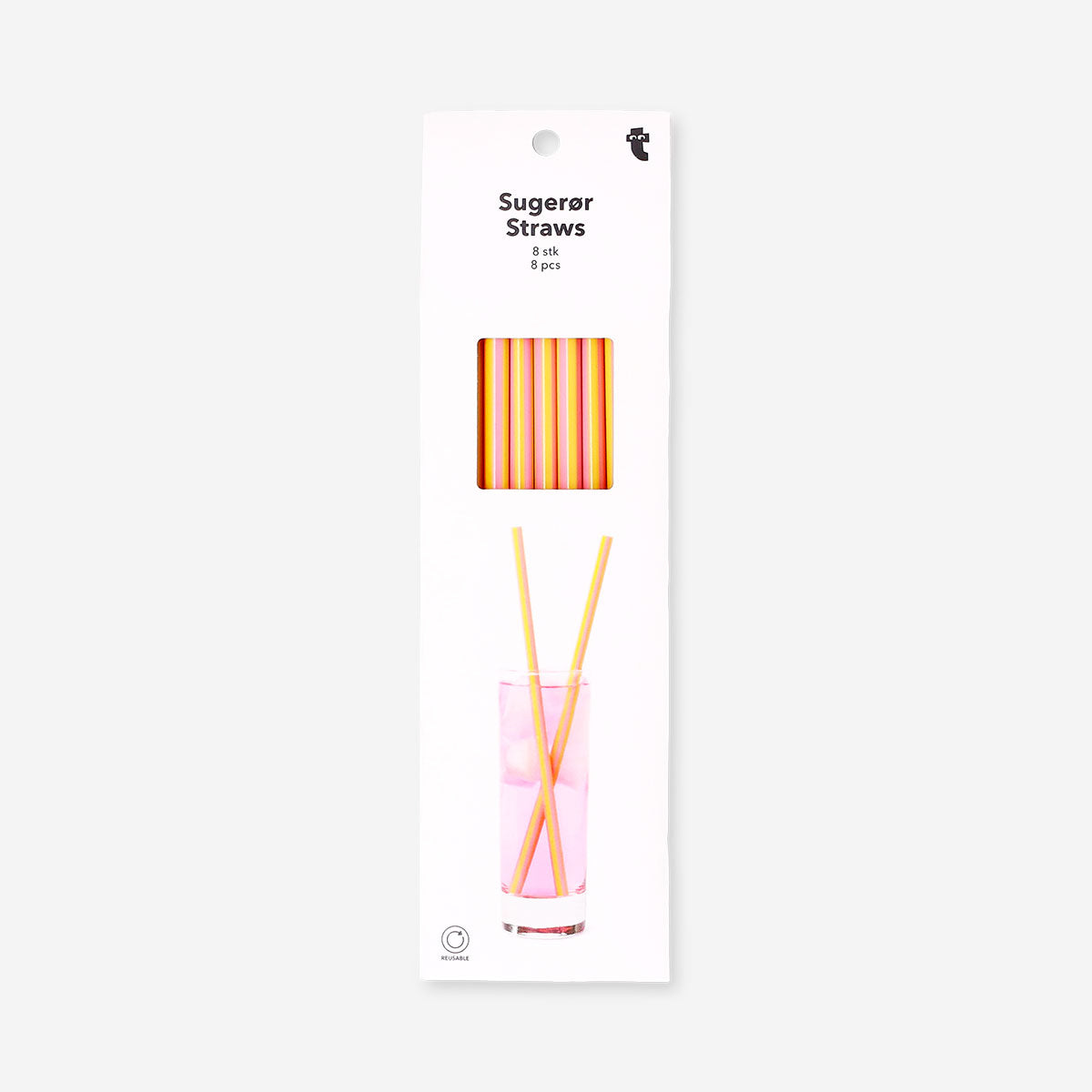 Set of 8 reusable striped party straws by Flying Tiger Copenhagen, colorful and eco-friendly for festive drinks.