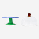 Flying Tiger Copenhagen 25cm glass cake stand with clear glass lid, perfect for serving desserts and baked goods.