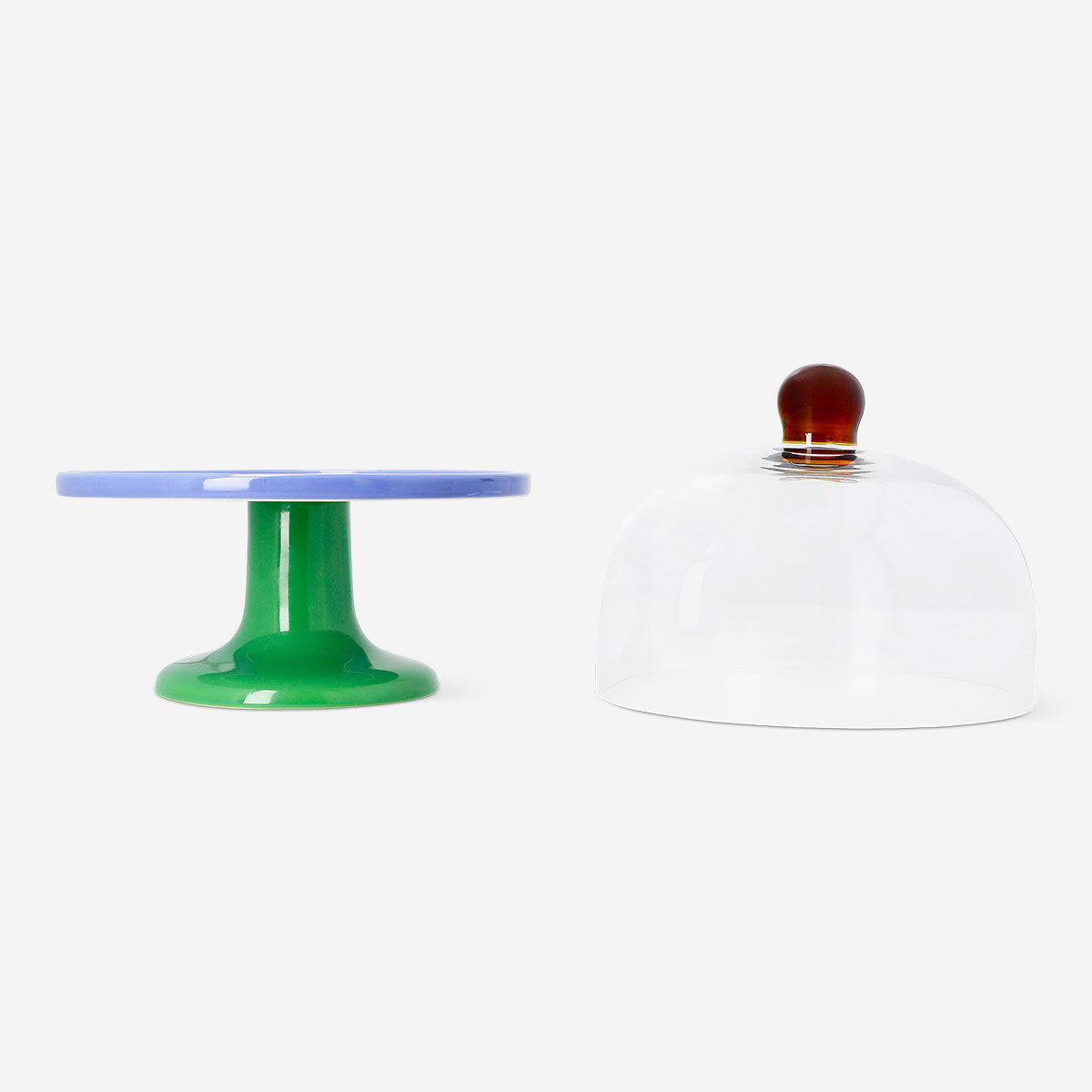 Flying Tiger Copenhagen 25cm glass cake stand with clear glass lid, perfect for serving desserts and baked goods.