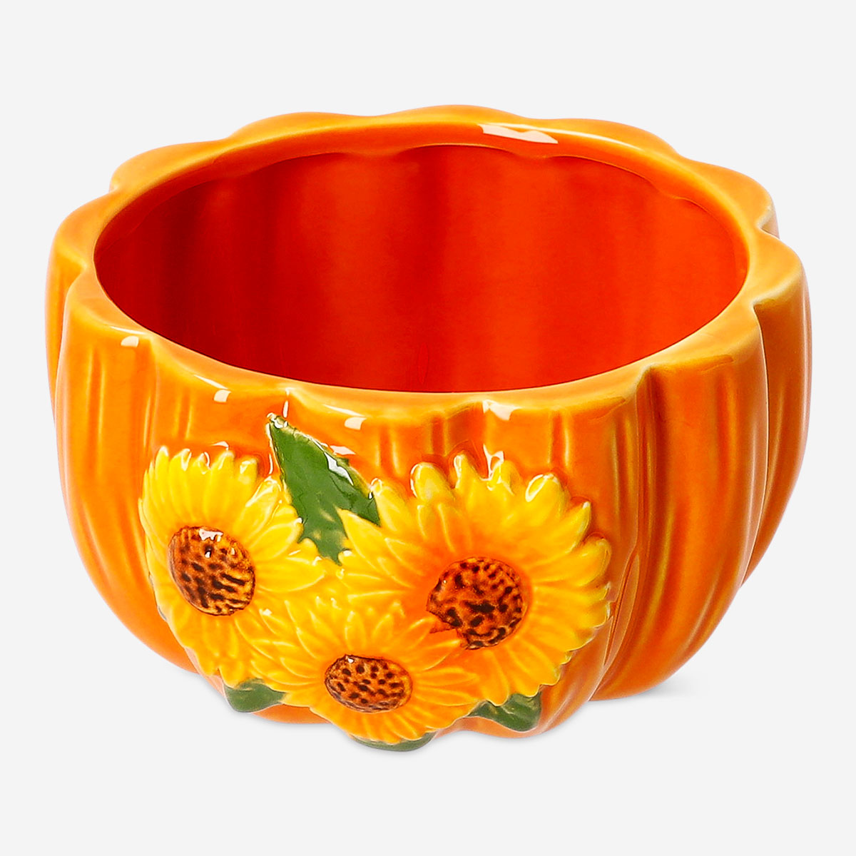 Decorative 12cm ceramic bowl with embossed sunflower design, perfect for kitchen use, by Flying Tiger Copenhagen