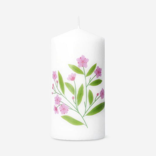 Pillar candle with flower - 14 cm