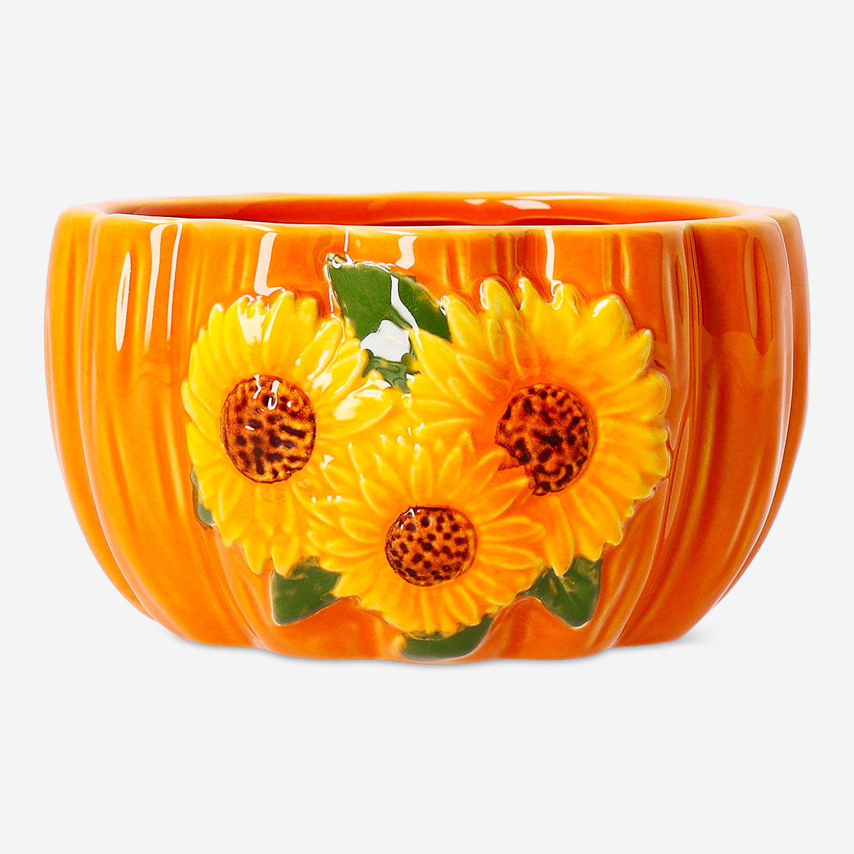 12 cm ceramic kitchen bowl with embossed sunflower design by Flying Tiger Copenhagen, perfect for serving or display