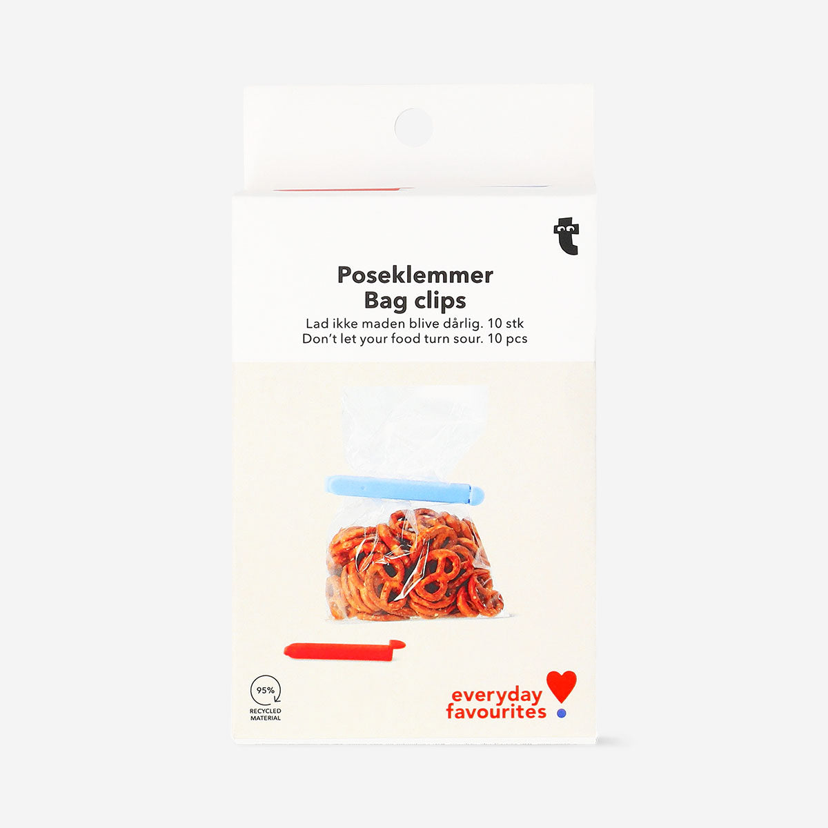 Set of 10 kitchen bag clips by Flying Tiger Copenhagen, small plastic clips for sealing food bags.