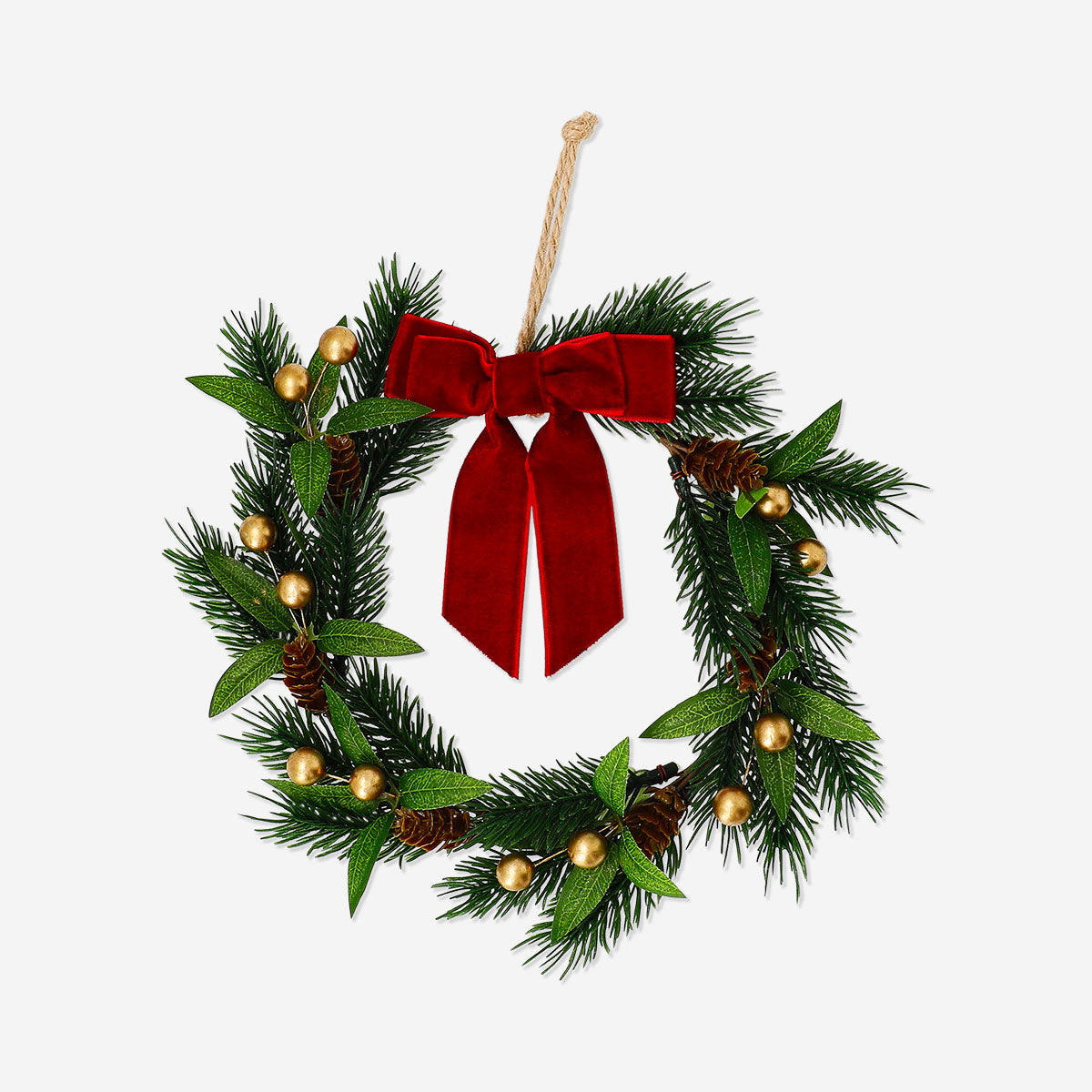 Small 23 cm door wreath with green foliage and decorative accents, ideal for home decor by Flying Tiger Copenhagen.