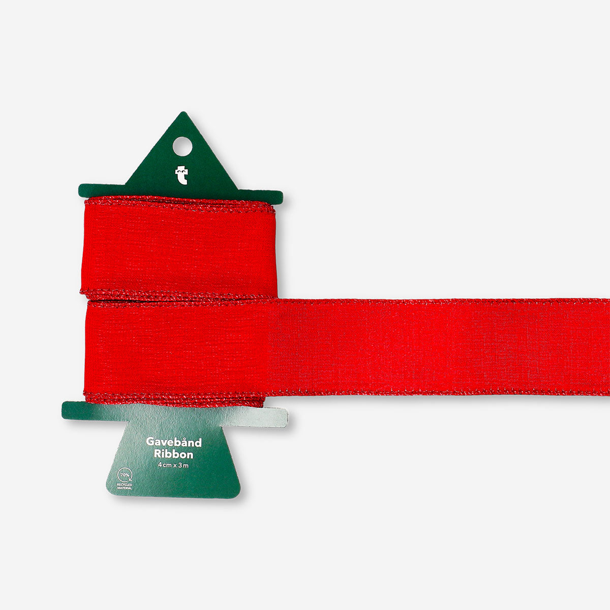 Red glitter ribbon from Flying Tiger Copenhagen, 3 meters long, with a shiny, sparkly finish suitable for gift wrapping and crafts.
