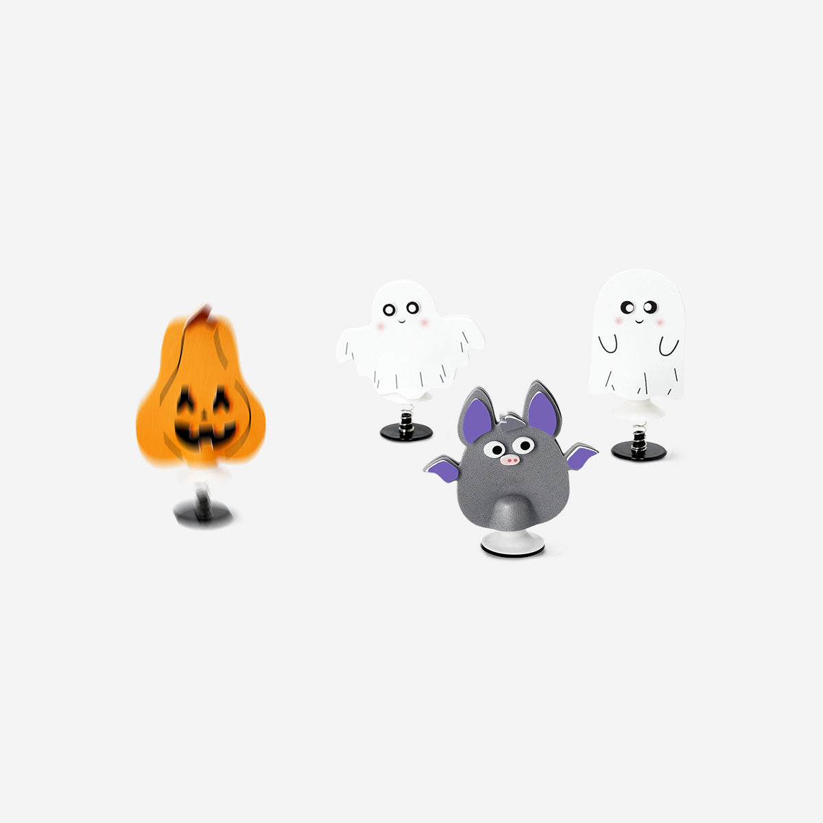 DIY jumping Halloween monsters hobby set by Flying Tiger Copenhagen, colorful plastic monsters with movable limbs for festive decorations
