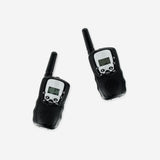 Pair of Flying Tiger Copenhagen walkie-talkies, compact gadgets with buttons and antennas, designed for communication.