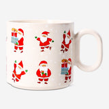 White ceramic mug with Santa Claus images, 300 ml capacity, Flying Tiger Copenhagen kitchenware, perfect for holiday hot drinks.