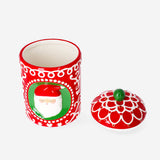 Ceramic storage jar with embossed Santa design, 23 cm tall, Flying Tiger Copenhagen kitchen decor for festive storage.