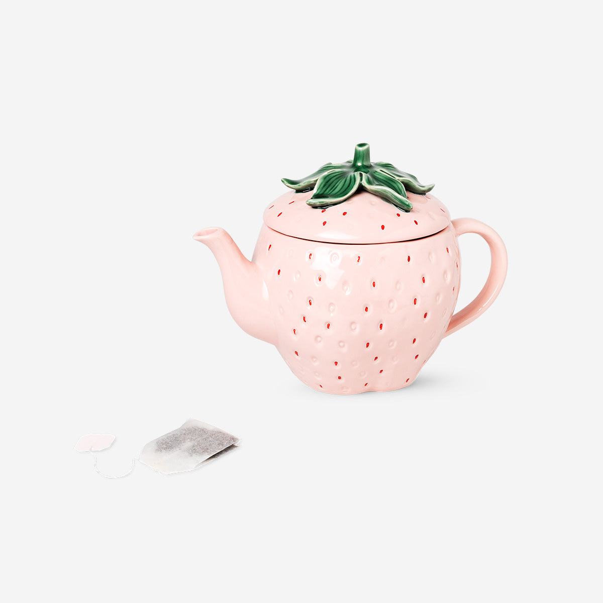 Pink strawberry teapot with lid