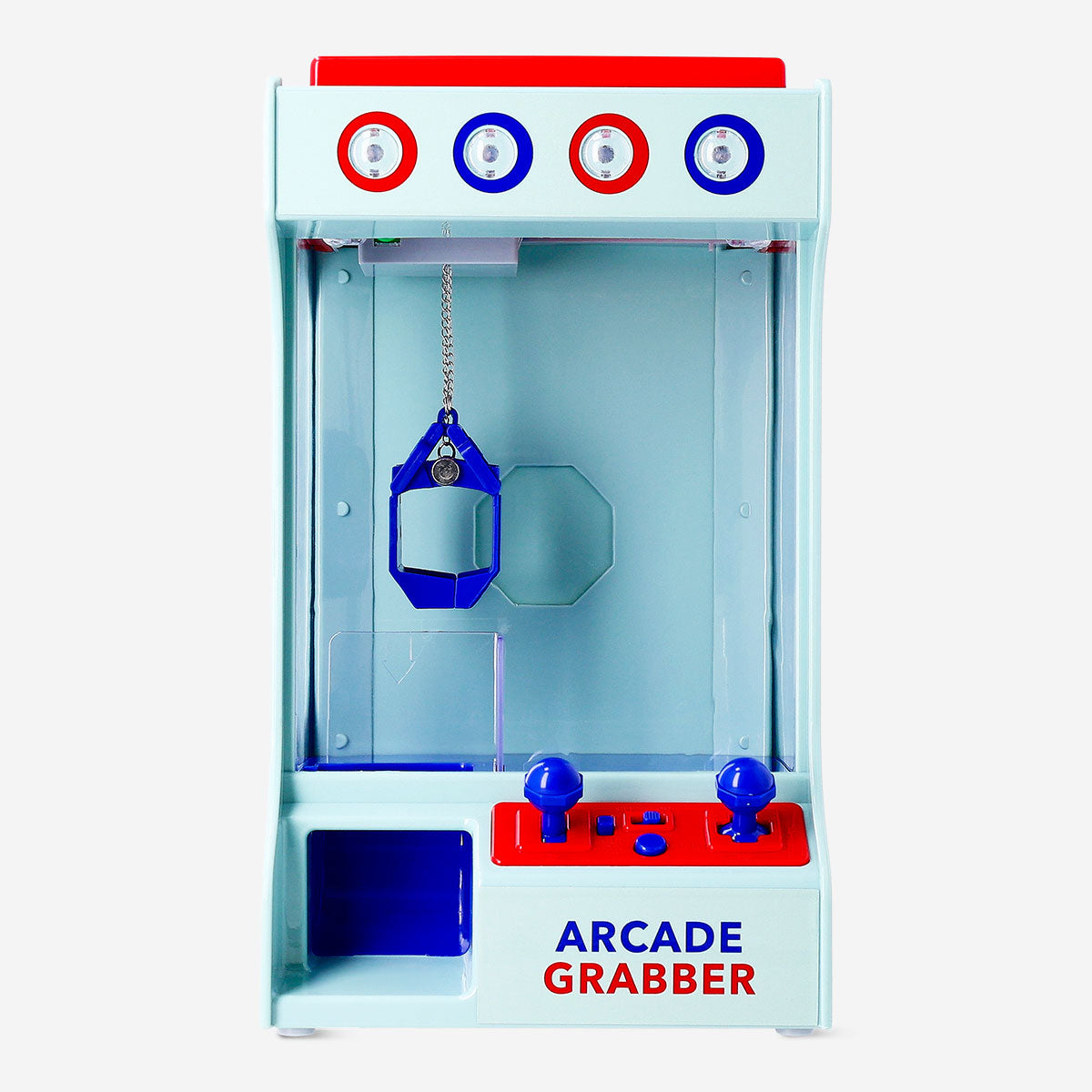 Flying Tiger Copenhagen toy grabber gadget with lights and music, featuring colorful plastic arms and interactive sound effects.