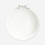 White ceramic bowl with a playful cat design, 15 cm in diameter, from Flying Tiger Copenhagen for kitchen use