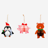 Honeycomb Christmas animals for hanging - 3 pcs