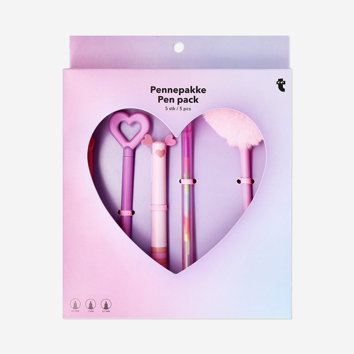 Pen pack with heart toppers - 5 pcs