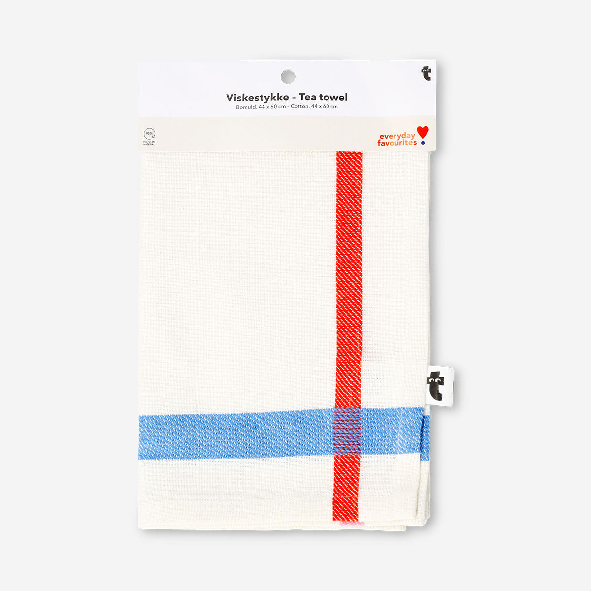 White kitchen tea towel from Flying Tiger Copenhagen, 44x60 cm, soft cotton fabric with a clean, simple design.