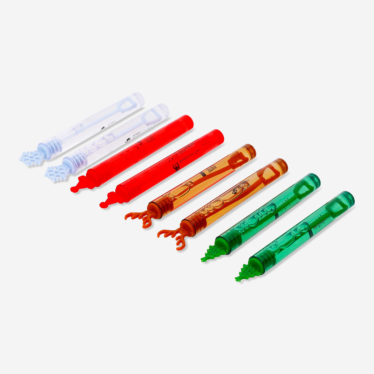 Set of 8 mini soap bubbles toy packs by Flying Tiger Copenhagen, featuring colorful bubble containers and playful designs.