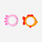 Two colorful fish diving rings toy by Flying Tiger Copenhagen for underwater play and swimming training.