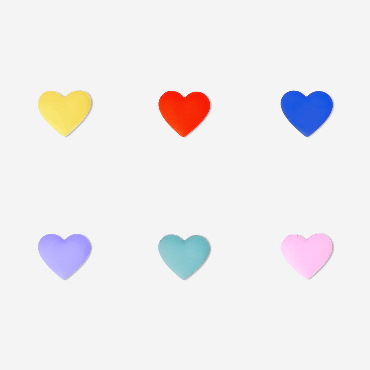 Set of six heart-shaped erasers from Flying Tiger Copenhagen, colorful office stationery for creative writing and school use