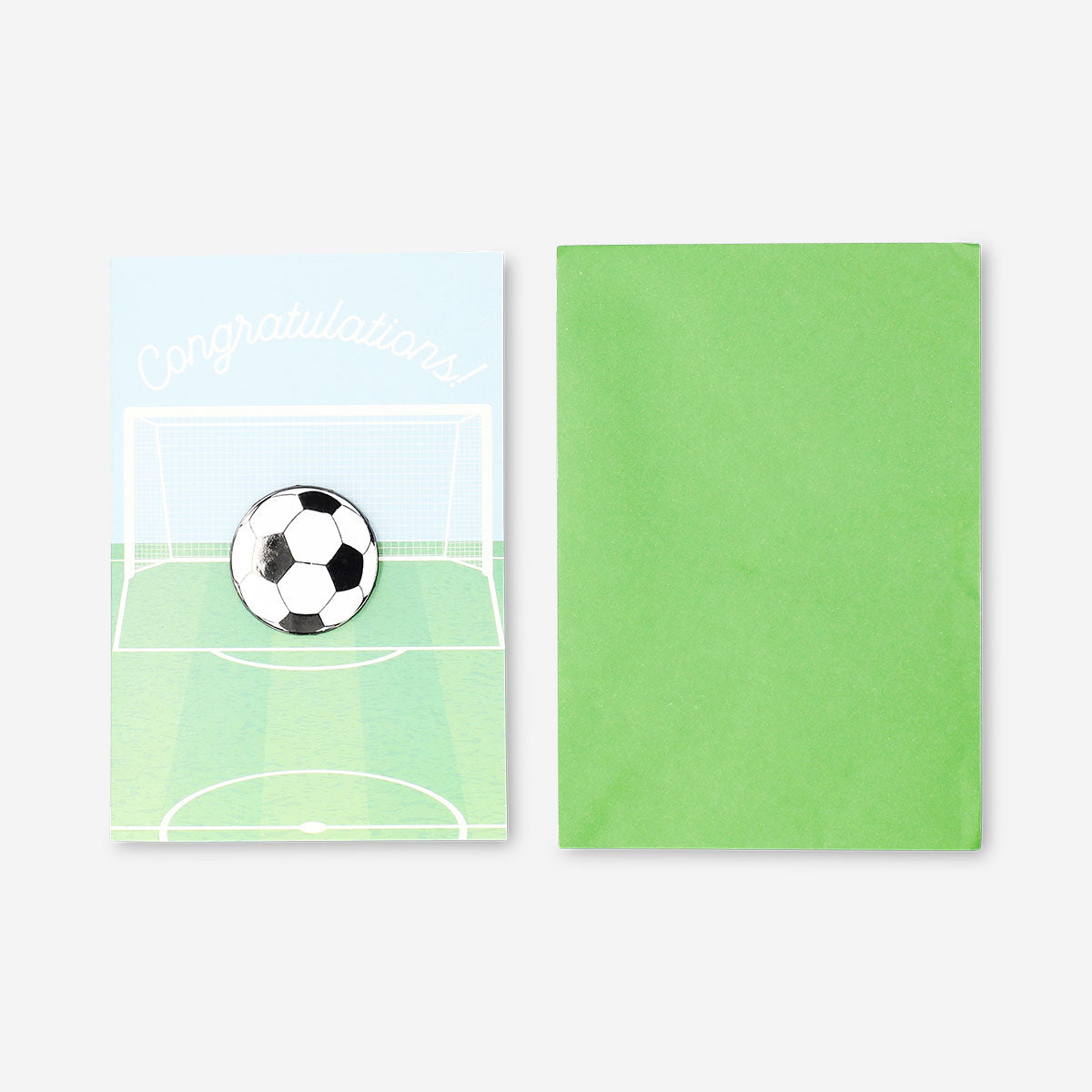 Flying Tiger Copenhagen soccer-themed office greeting card featuring a playful design with soccer balls and team spirit elements.
