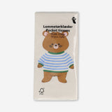 Box of Flying Tiger Copenhagen pocket tissues with adorable teddy bear design, 10-pack for personal care.