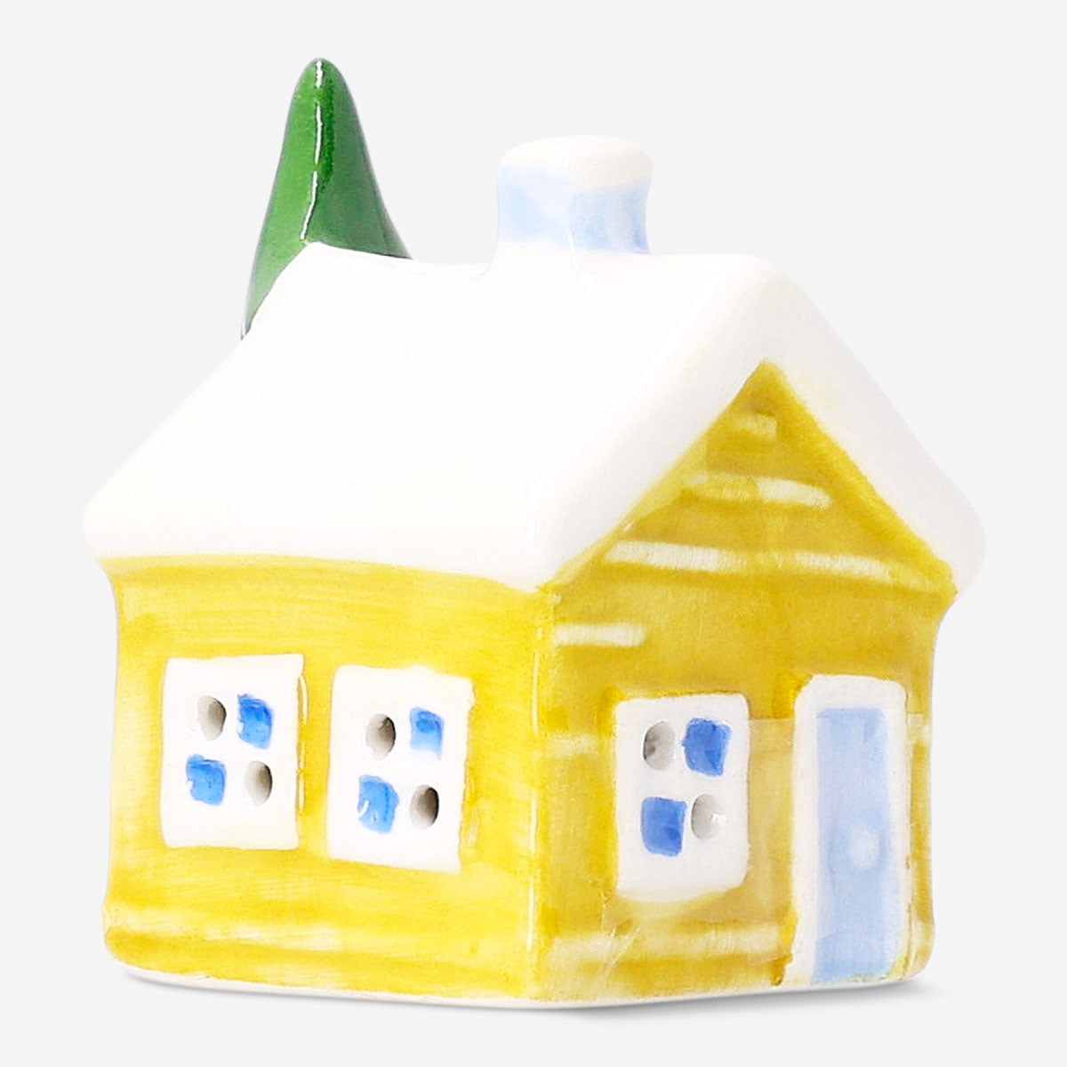 Small ceramic house for LED light by Flying Tiger Copenhagen, decorative home accent with a cozy, charming design.