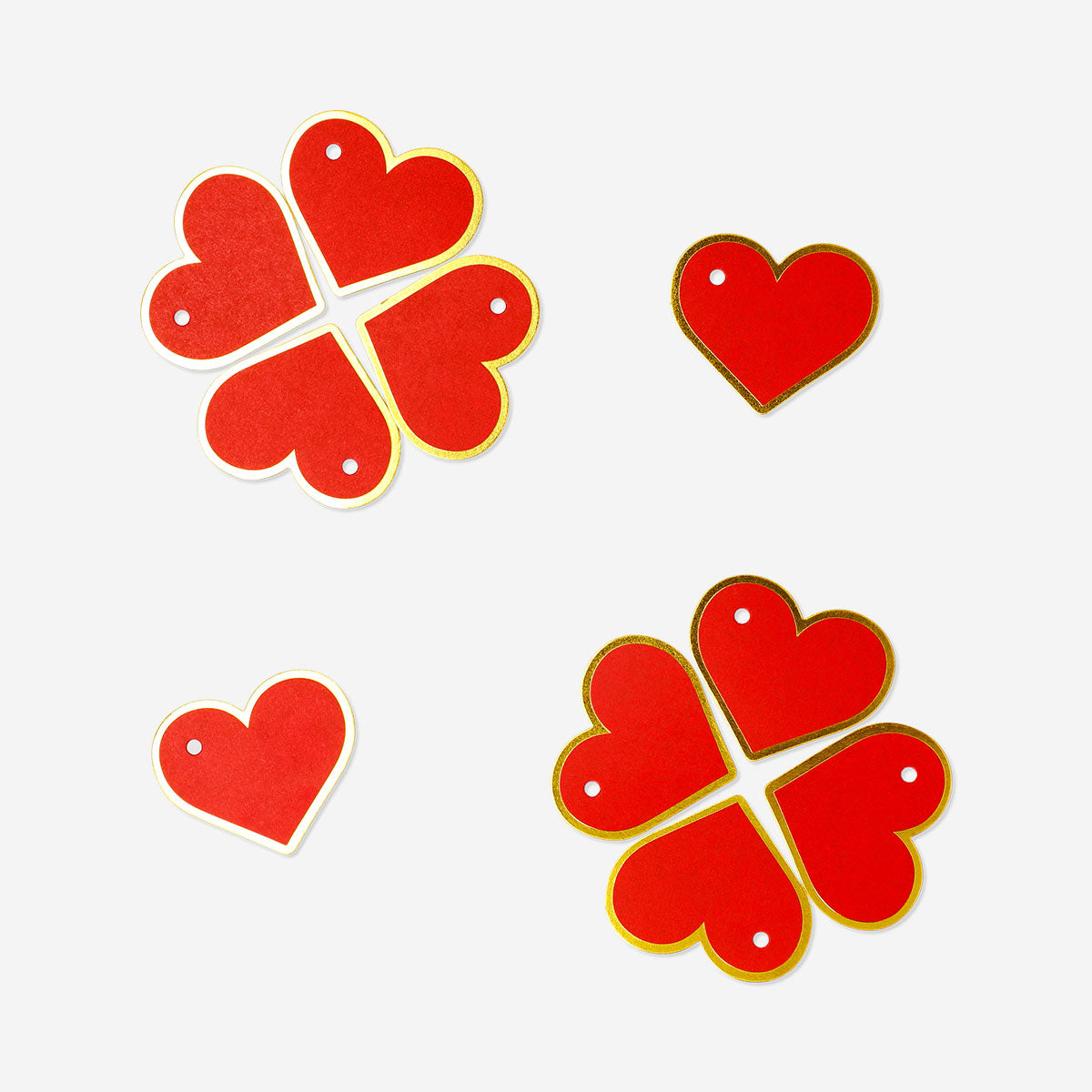 Set of 10 red heart gift tags for office use, featuring Flying Tiger Copenhagen branding and decorative heart designs.