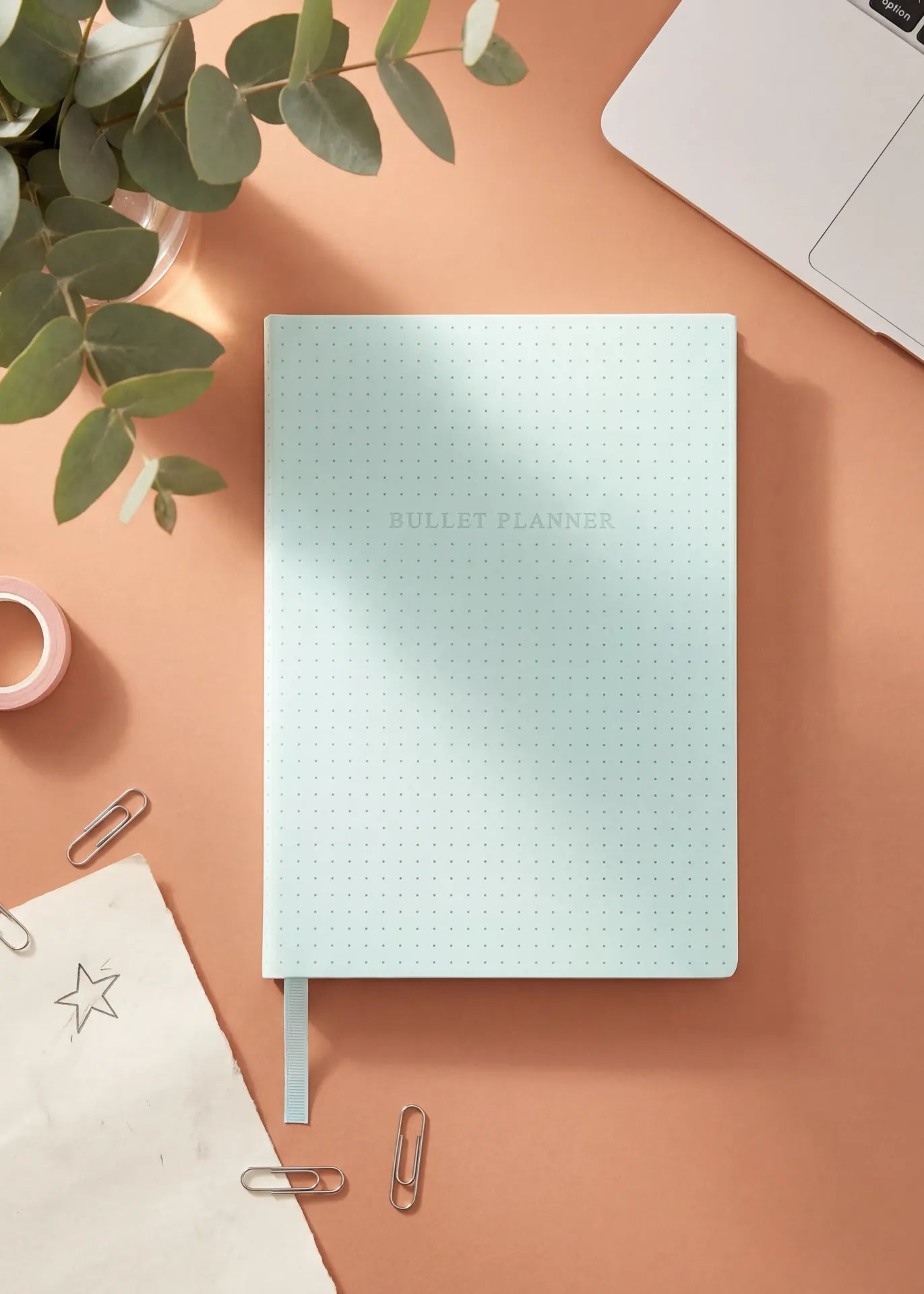Blue A5 bullet planner from Flying Tiger Copenhagen, featuring a compact office organizer with numbered pages and a durable cover.