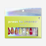 Flying Tiger Copenhagen press-on nails with festive party designs, featuring colorful patterns and intricate detailing.