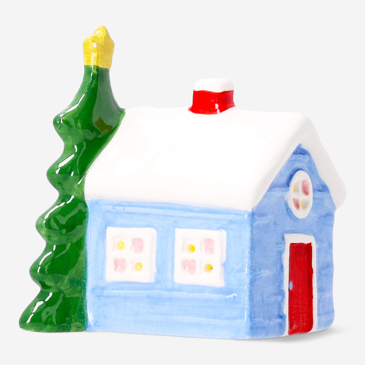 Medium ceramic house for LED light by Flying Tiger Copenhagen, decorative home accent with warm illumination.