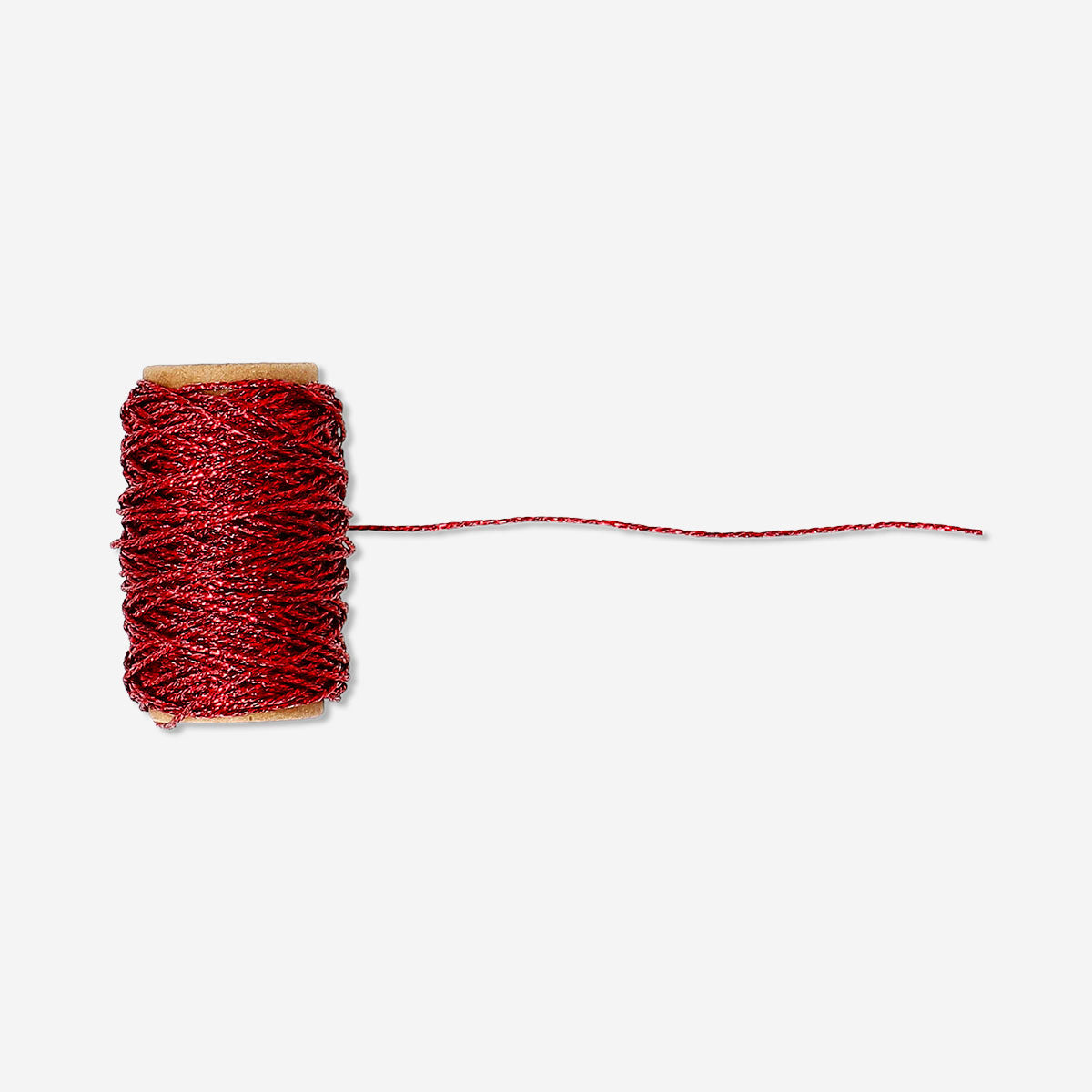 Red rope ribbon from Flying Tiger Copenhagen, 15 meters long, shown coiled and ready for office or craft use.
