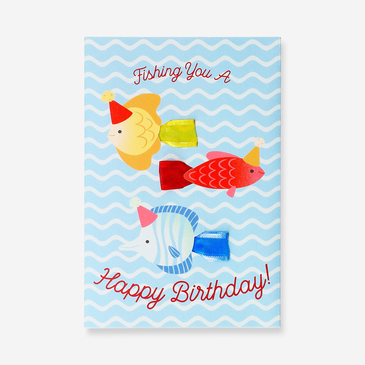 Colorful office birthday card featuring a playful fish design from Flying Tiger Copenhagen.