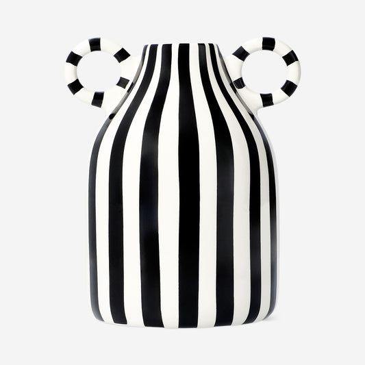 Vase with black and white stripes - 16 cm