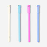Set of four Flying Tiger Copenhagen ballpoint pens with colorful cat toppers, perfect for office or school use.