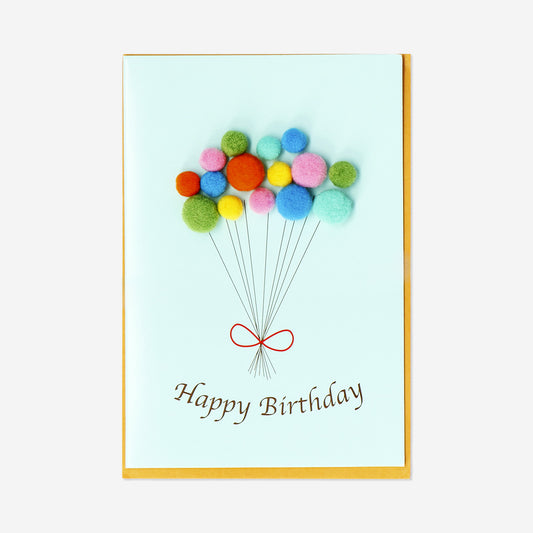 Birthday card with pom pom balloons