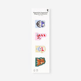 Set of four magnetic Christmas bookmarks from Flying Tiger Copenhagen, featuring festive holiday-themed designs for office use.