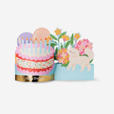 Office birthday card with cake, balloons, and flowers featuring Flying Tiger Copenhagen branding.
