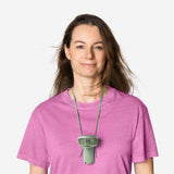 Green Flying Tiger Copenhagen handheld fan with strap, compact gadget for portable cooling and easy handling.