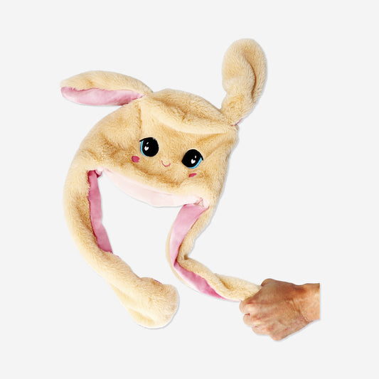 Plush bunny hat with moving ears