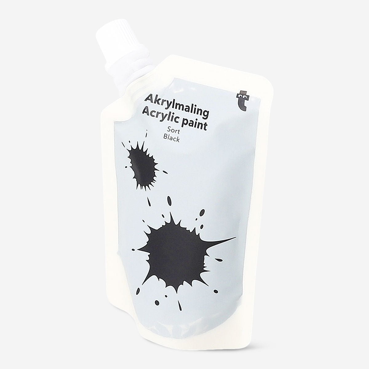 Black acrylic paint in a 80 ml bottle from Flying Tiger Copenhagen, suitable for hobby and craft projects.