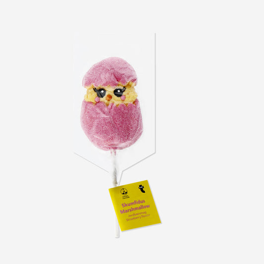 Marshmallow chicken in pink egg on a stick - Strawberry flavour
