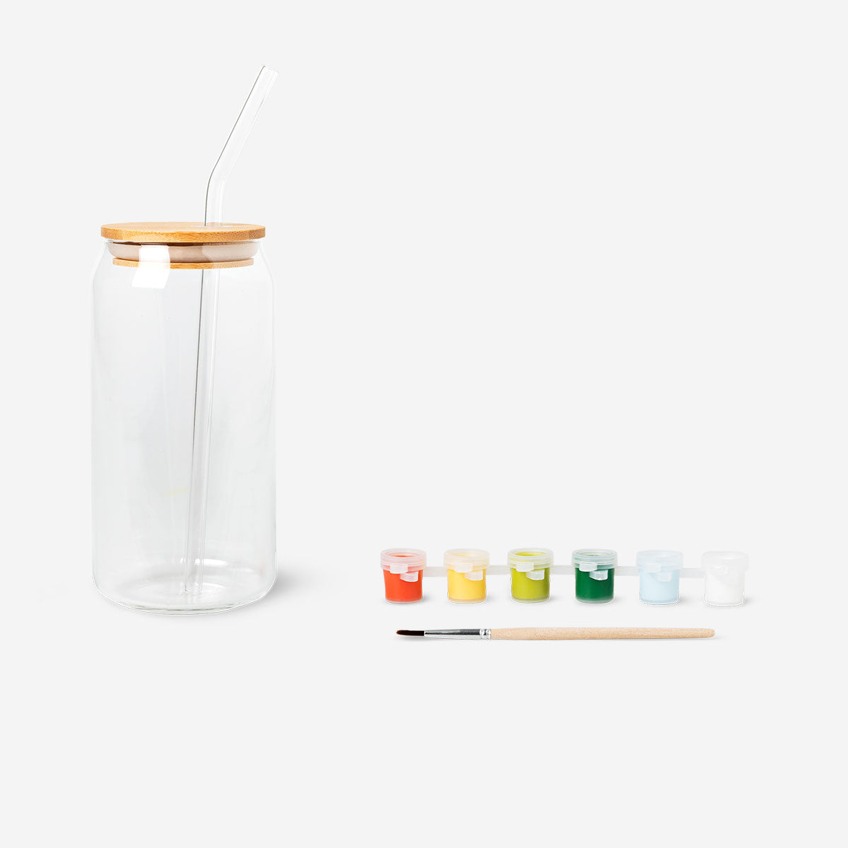 DIY glass tumbler 600 ml by Flying Tiger Copenhagen, clear glass with a smooth cylindrical shape for craft projects.