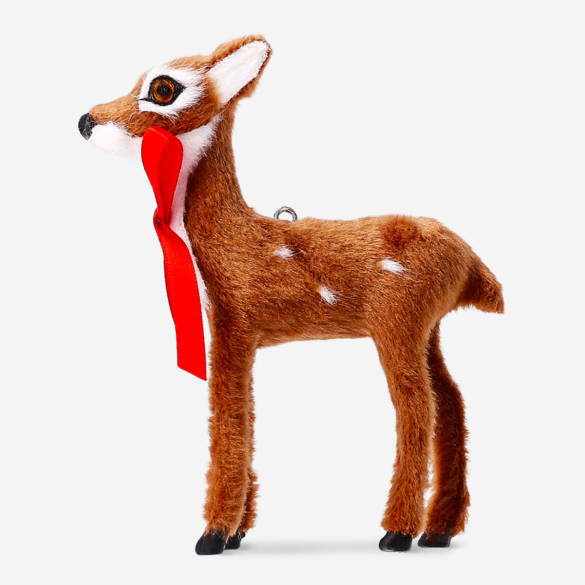 Flying Tiger Copenhagen hanging deer ornament with bow, decorative home holiday ornament featuring a charming deer design