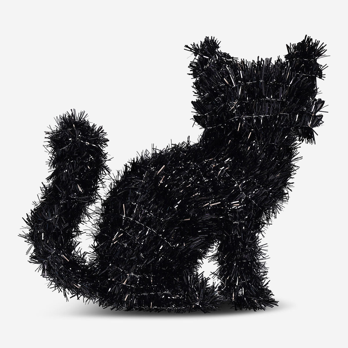 Decorative black sitting cat figurine for parties, 34 cm tall, by Flying Tiger Copenhagen, made of lightweight material.