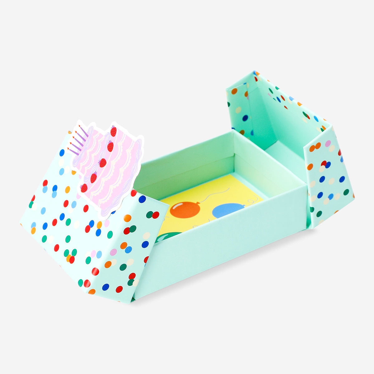 Office gift box for cards featuring a birthday cake and confetti design by Flying Tiger Copenhagen