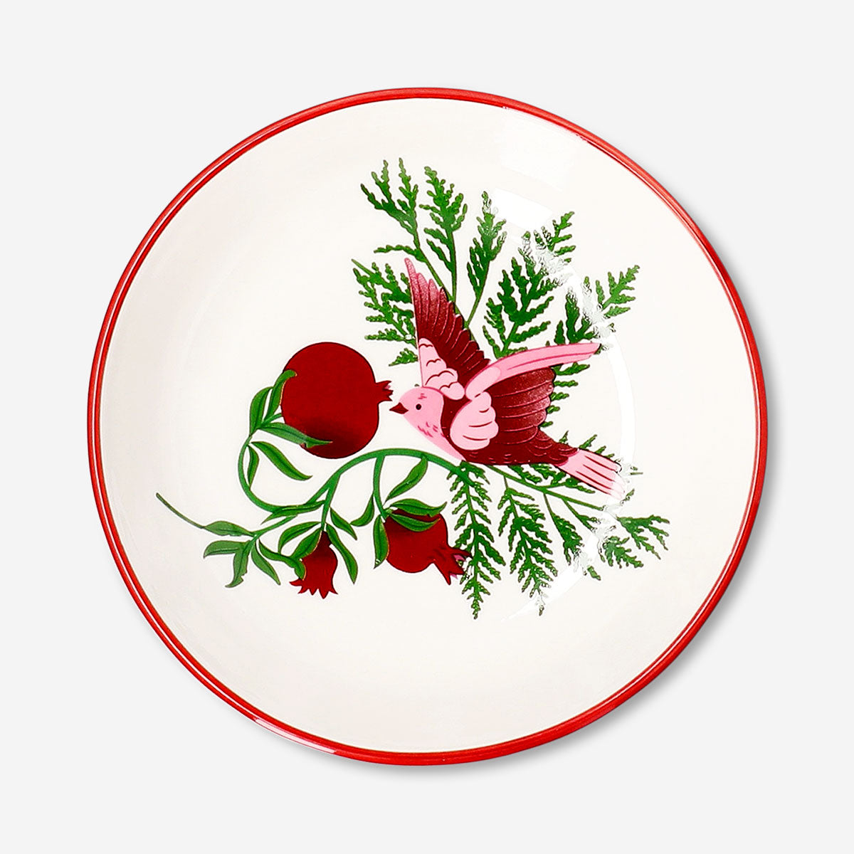 Small Christmas print ceramic bowl from Flying Tiger Copenhagen, 14 cm low kitchen bowl for holiday tableware.